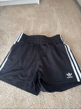 adidas Black Athletic Shorts with White Stripes